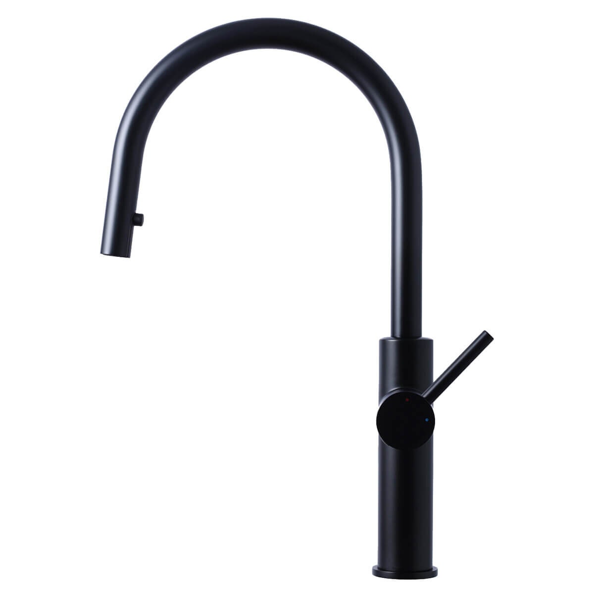 Titan Essentials Lite Gooseneck Pull Out Kitchen Mixer Tap - True Matte Black PVD, 6 Star WELS - TTBSXP