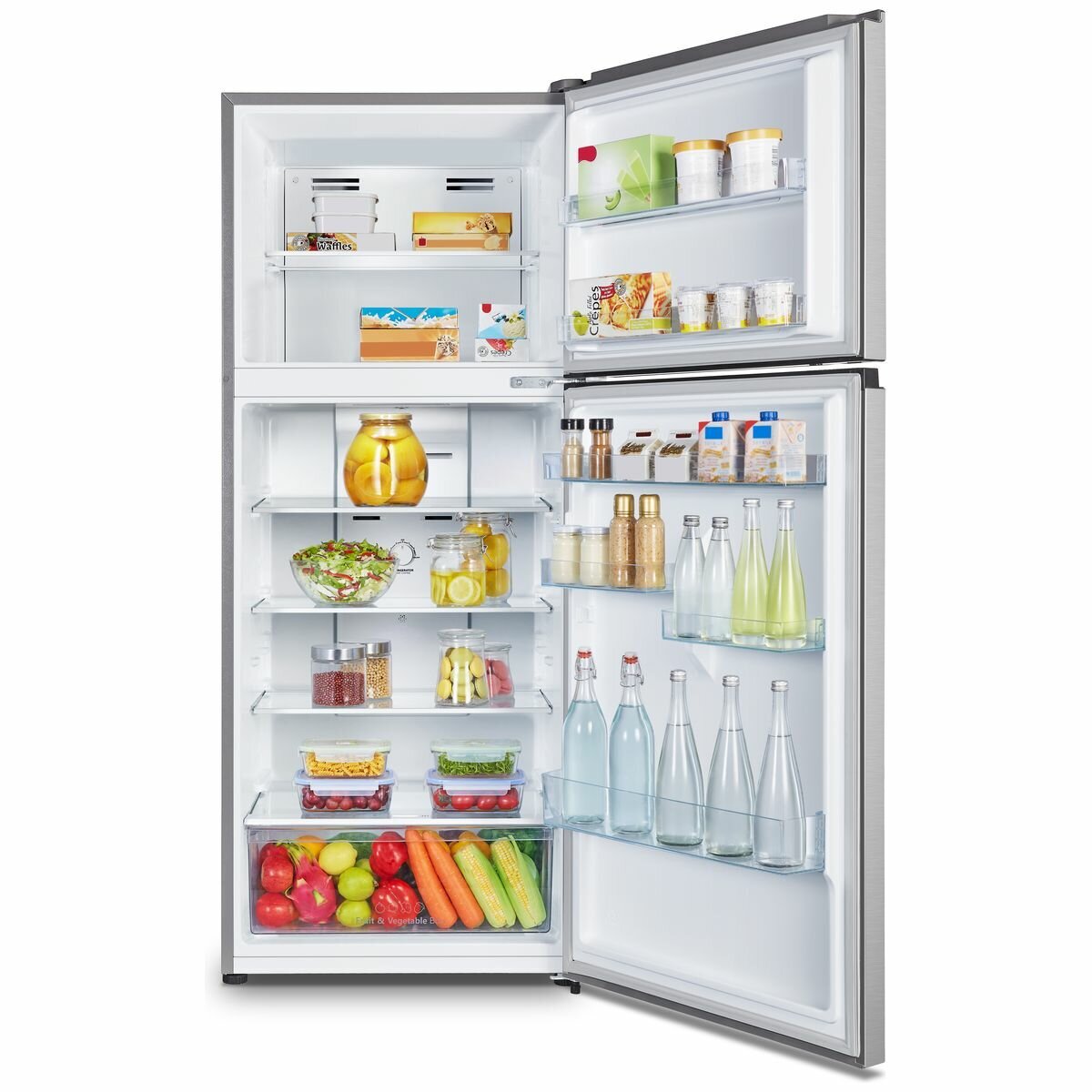 Hisense 424L Top Mount Fridge - Steel Silver - Inverter Technology - Multi Air-Flow - 4 Star Rating - HRTF424S