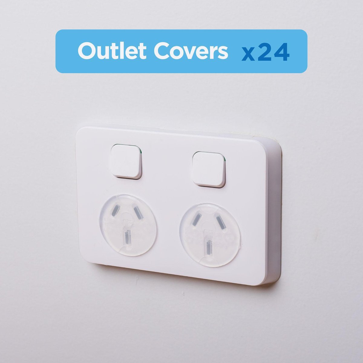 Perma Child Safety Outlet Covers - 35mm x 20mm - Plastic - Clear Design - 24 Pack - SuperSaverAU - view 2