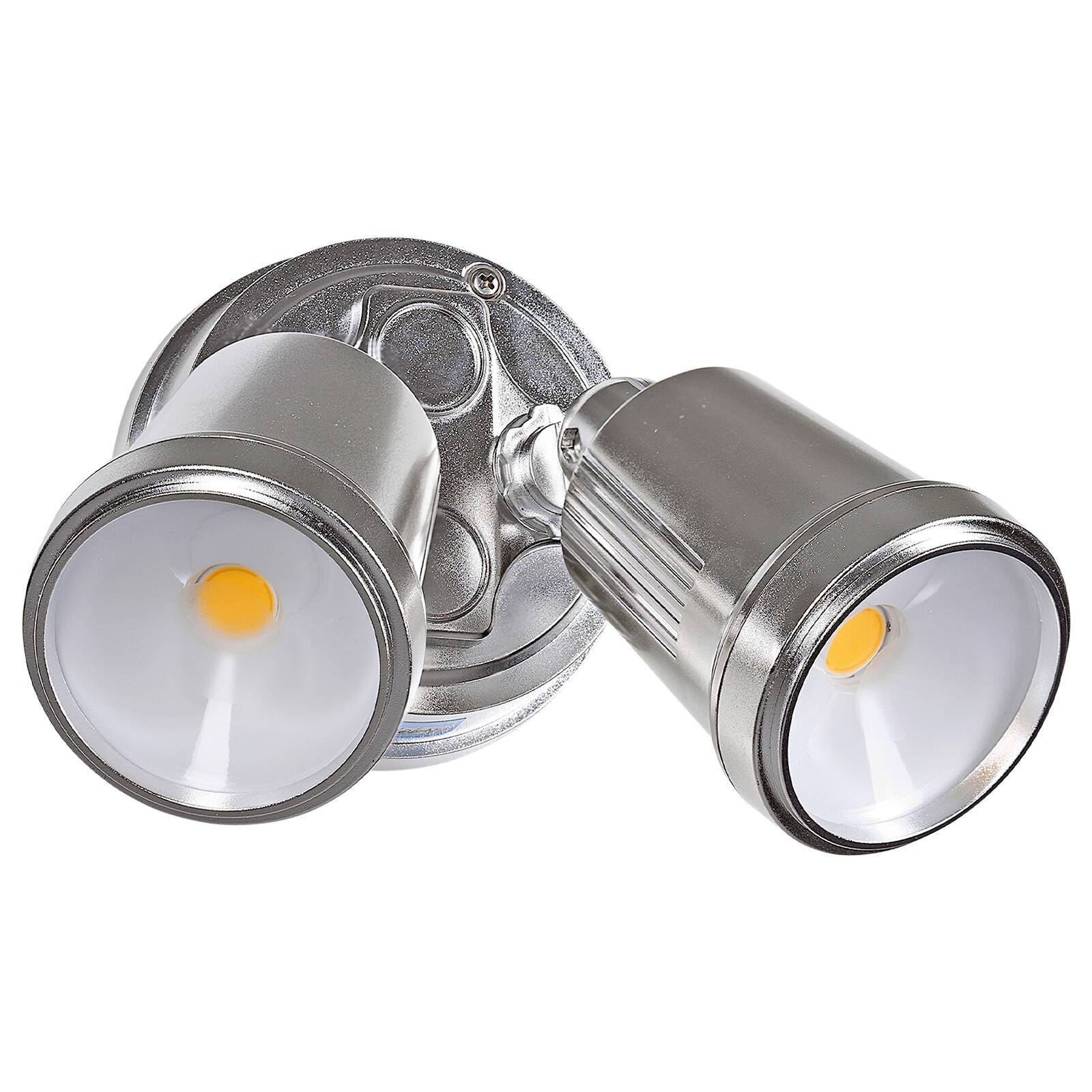 Brilliant Raptor III Twin 20W Outdoor Flood Light Satin Nickel, Adjustable Heads, Weather Resistant 22601/13