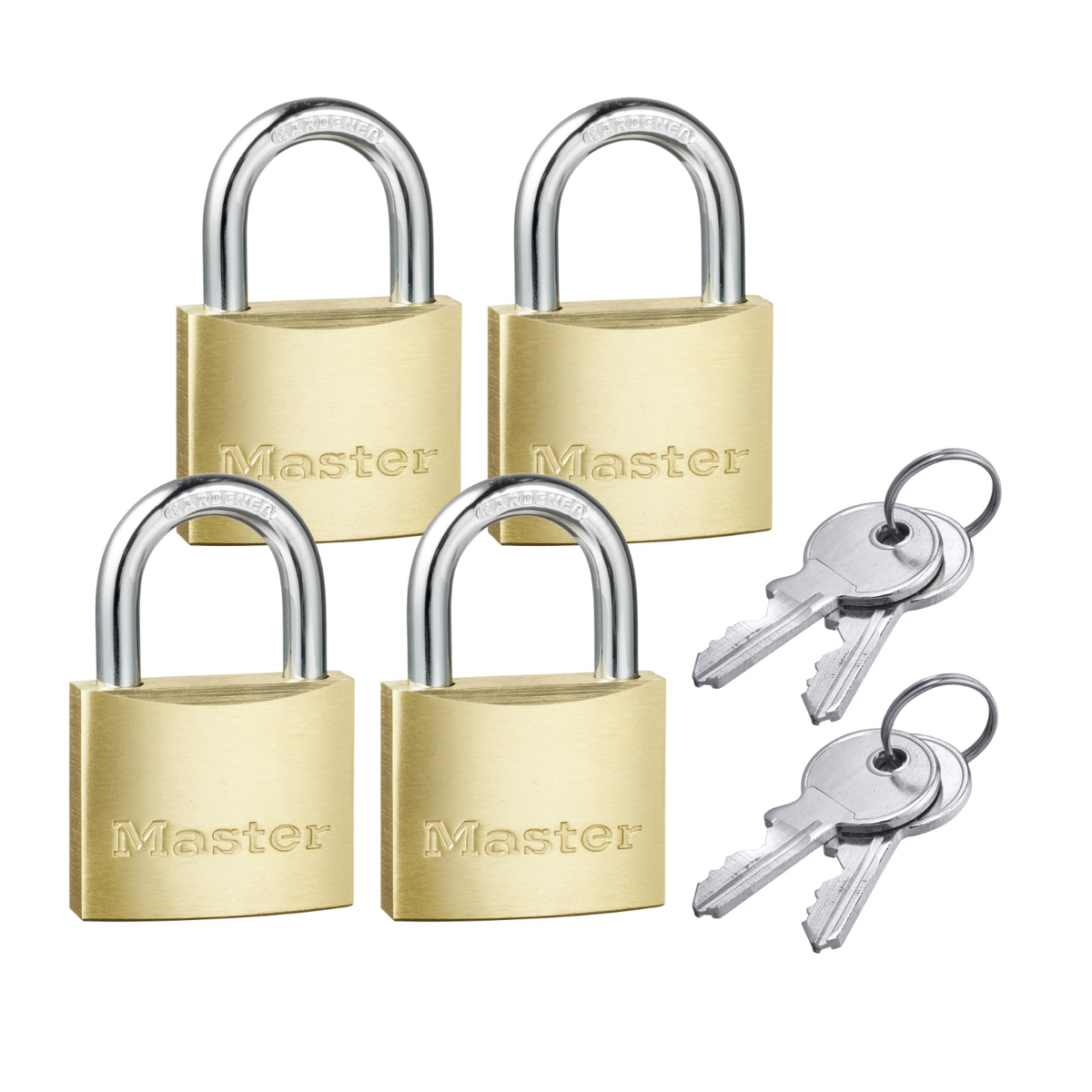 Master Lock 40mm Solid Brass Keyed Padlock - 4 Pack