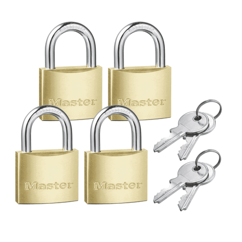 Master Lock 40mm Solid Brass Keyed Padlock - 4 Pack