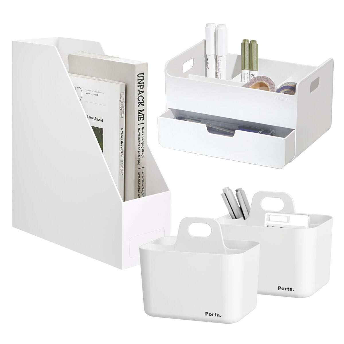 Litem Desk Organiser Set White - SuperSaverAU - view 1