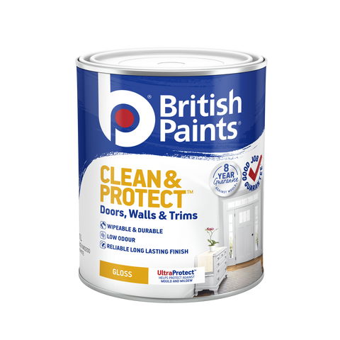 British Paints Clean and Protect White Gloss Interior Paint 1L