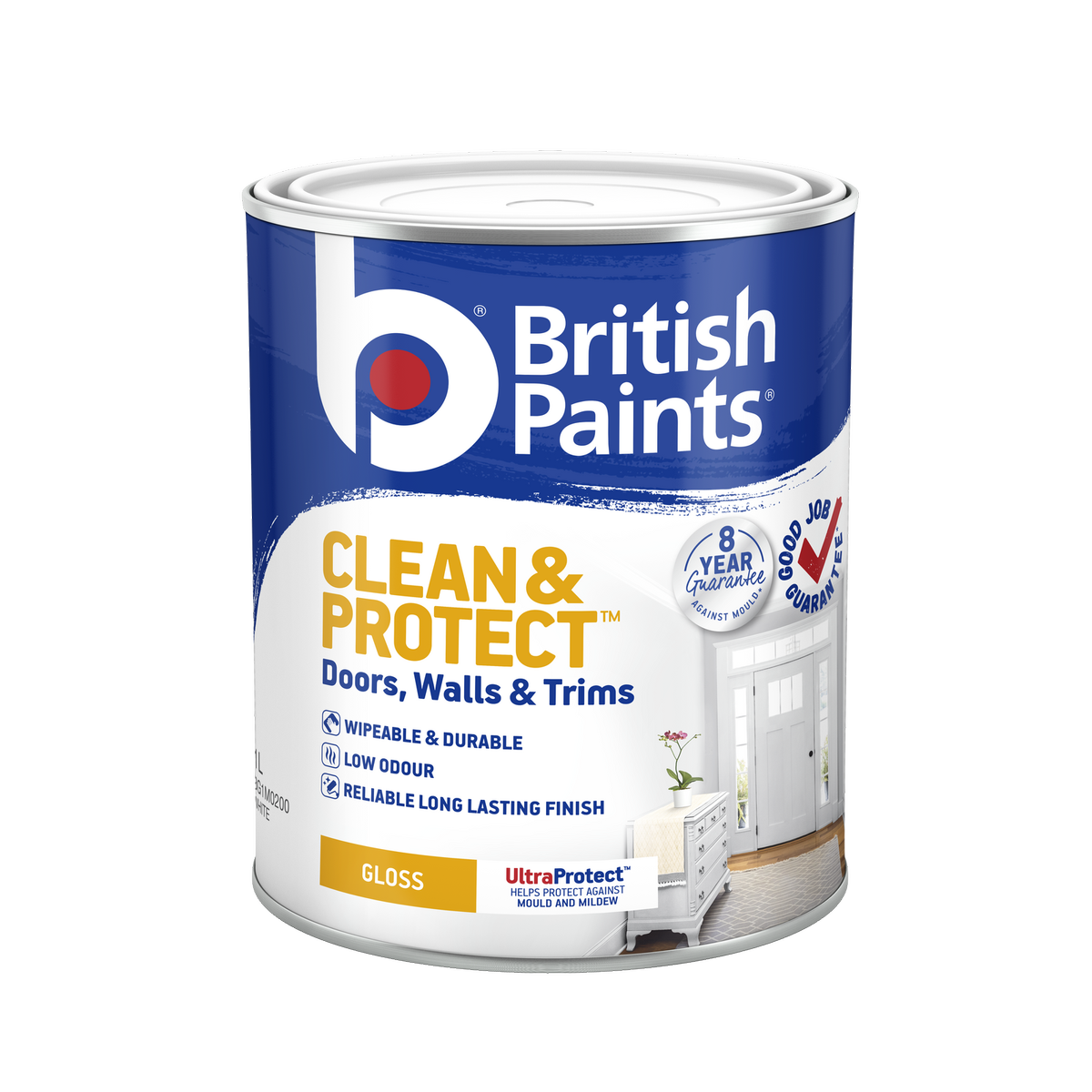 British Paints Clean and Protect White Gloss Interior Paint 1L