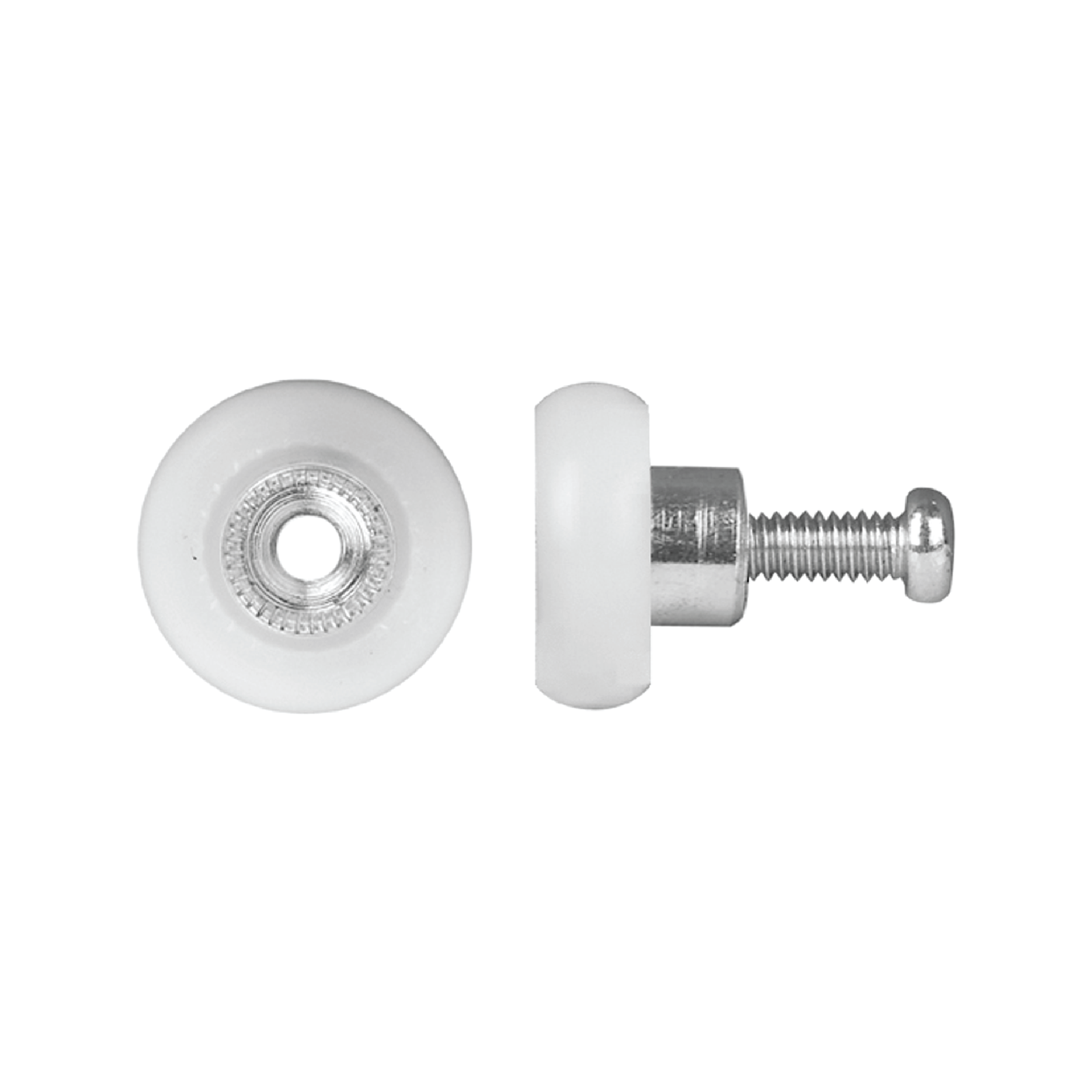 Rolltrak 19mm White Acetal Convex Roller with Screw - Shower Screen