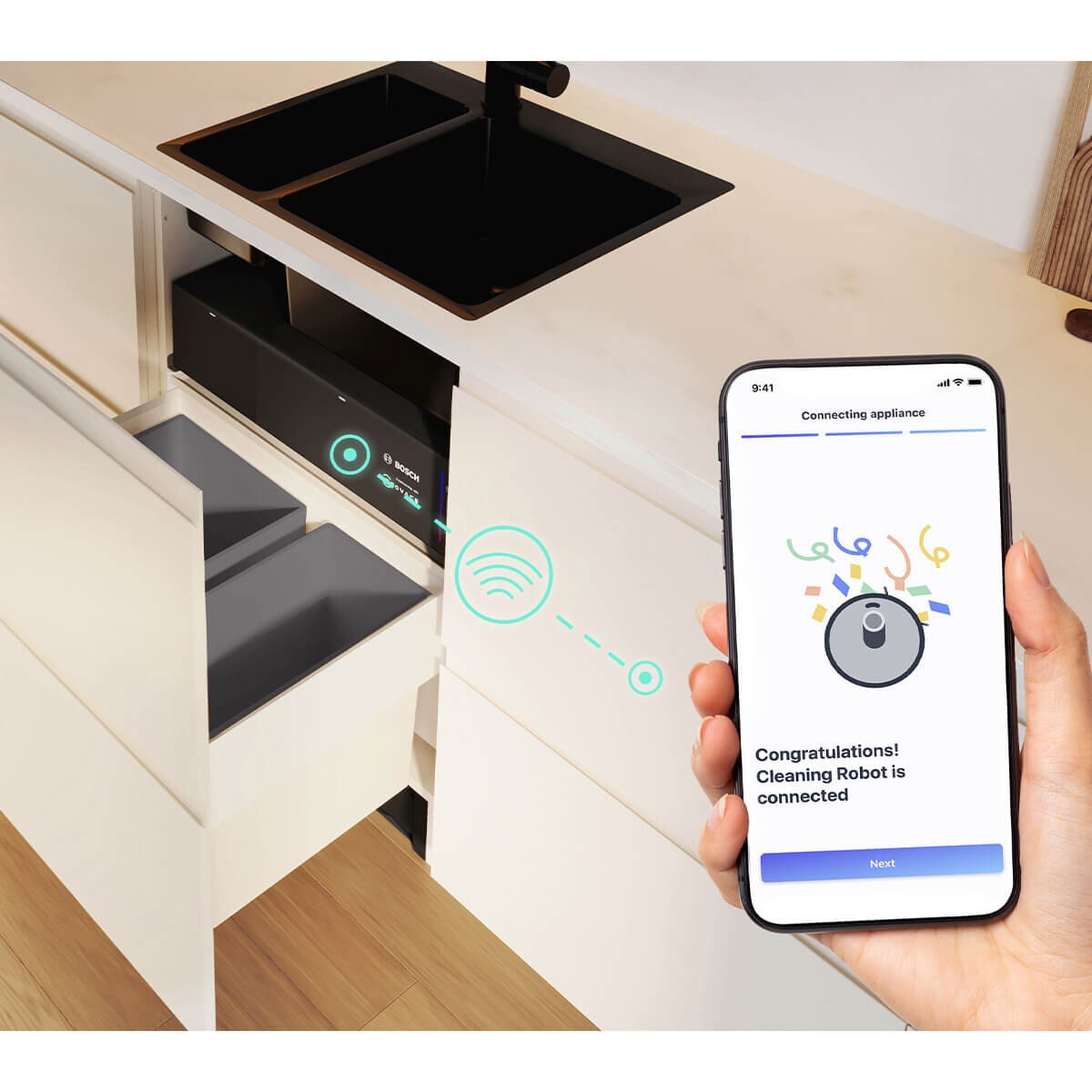 Bosch Built-In Robot Vacuum and Mop - 20,000Pa Suction, Self-Emptying Station, Home Connect - BCRI3BX1AU