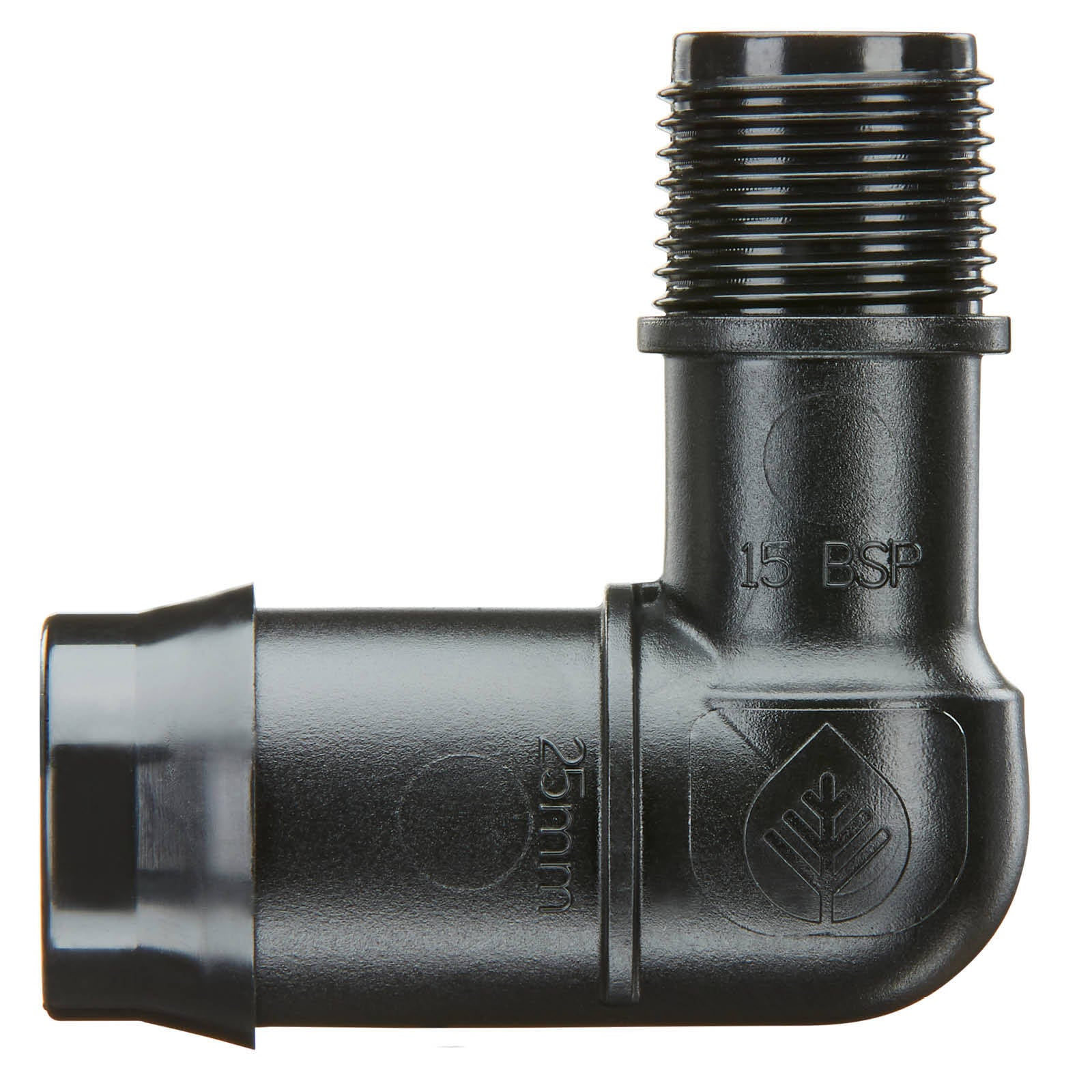 Pope 25 x 15mm BSP Male Poly Barbed Threaded Elbow Black 1000kPa