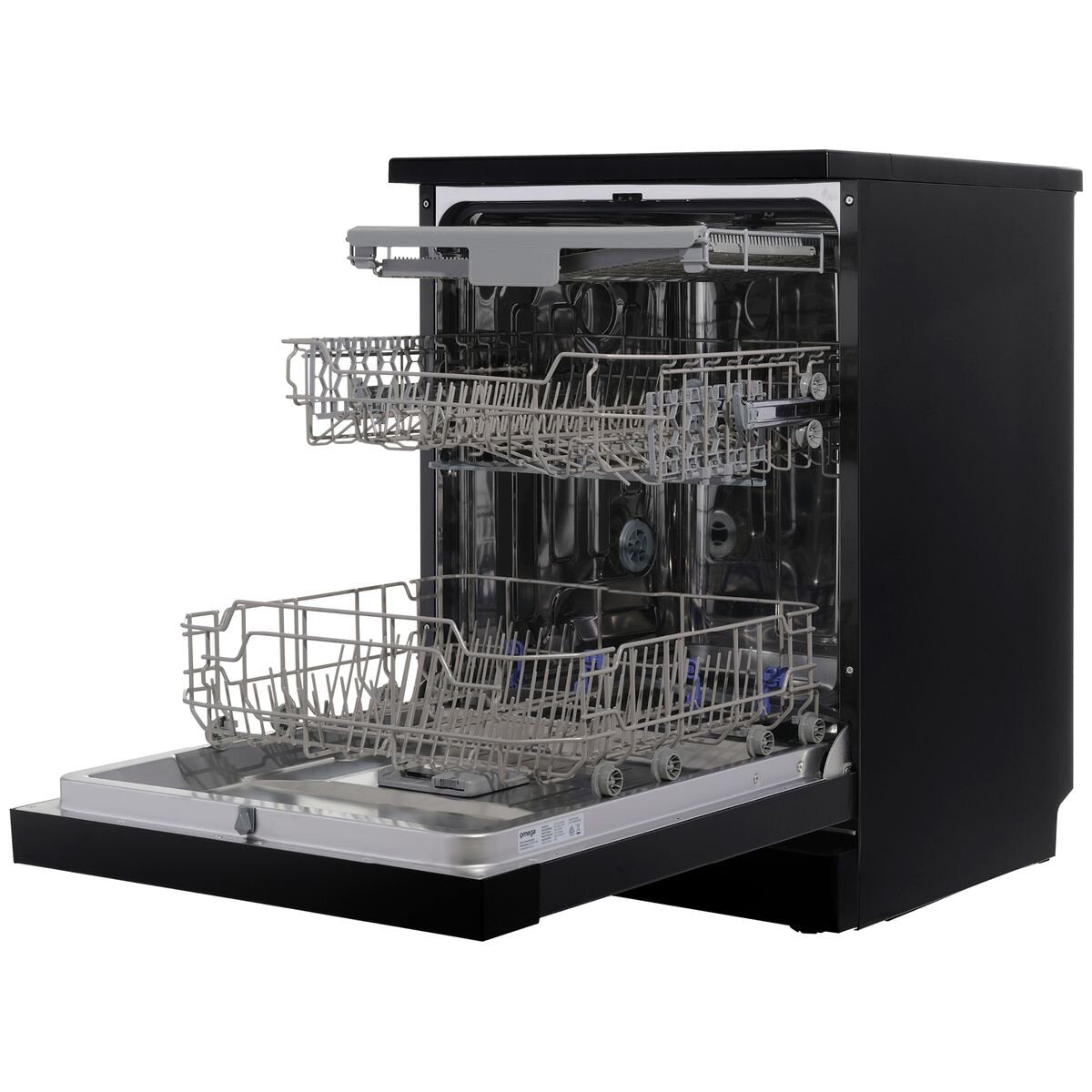 Omega 60cm 14 Place Freestanding Dishwasher - Black Stainless Steel - Delay Start - Half Load - ODWF6014BX