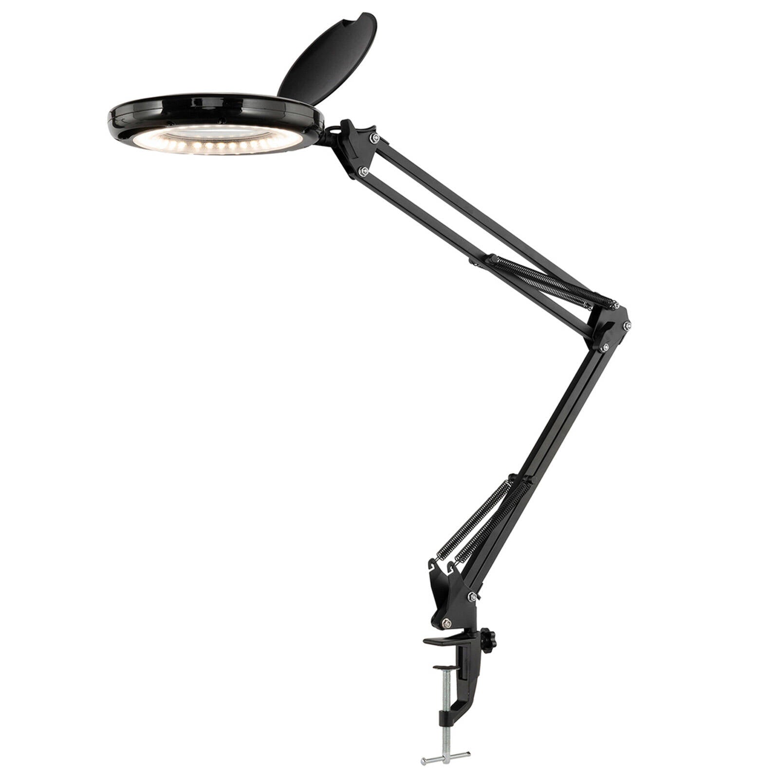 Brilliant Lighting 78cm Black Spy Adjustable Magnifying LED Clamp Lamp 6W