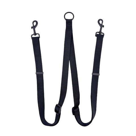 Flamingo Black Double Dog Leash Coupler, Adjustable Nylon