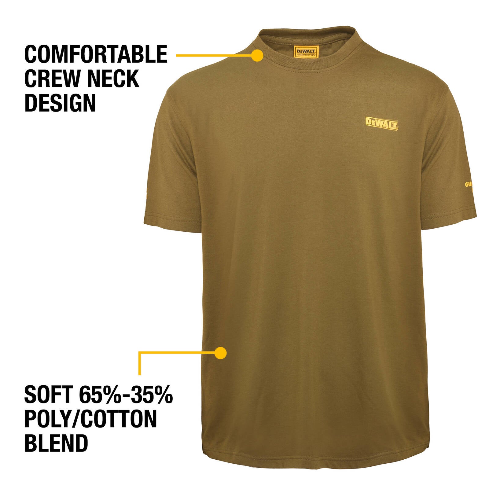 DEWALT Typhoon Olive Crew Neck Shirt - Men's Size S, Cotton Polyester