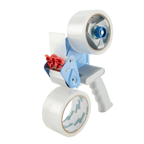 Wrap & Move Tape Dispenser With 2 Tape Rolls - Ergonomic Pistol Grip Packing Tape Gun