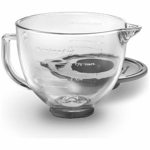 KitchenAid 4.7L Glass Bowl for Tilt-Head Stand Mixer - Measurement Markings and Lid - KSM5GB