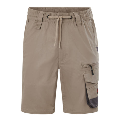 Hard Yakka Men's Tough Utility Mid Length Shorts, Desert, Cotton-Rich, Ruler Pocket, Size 87R