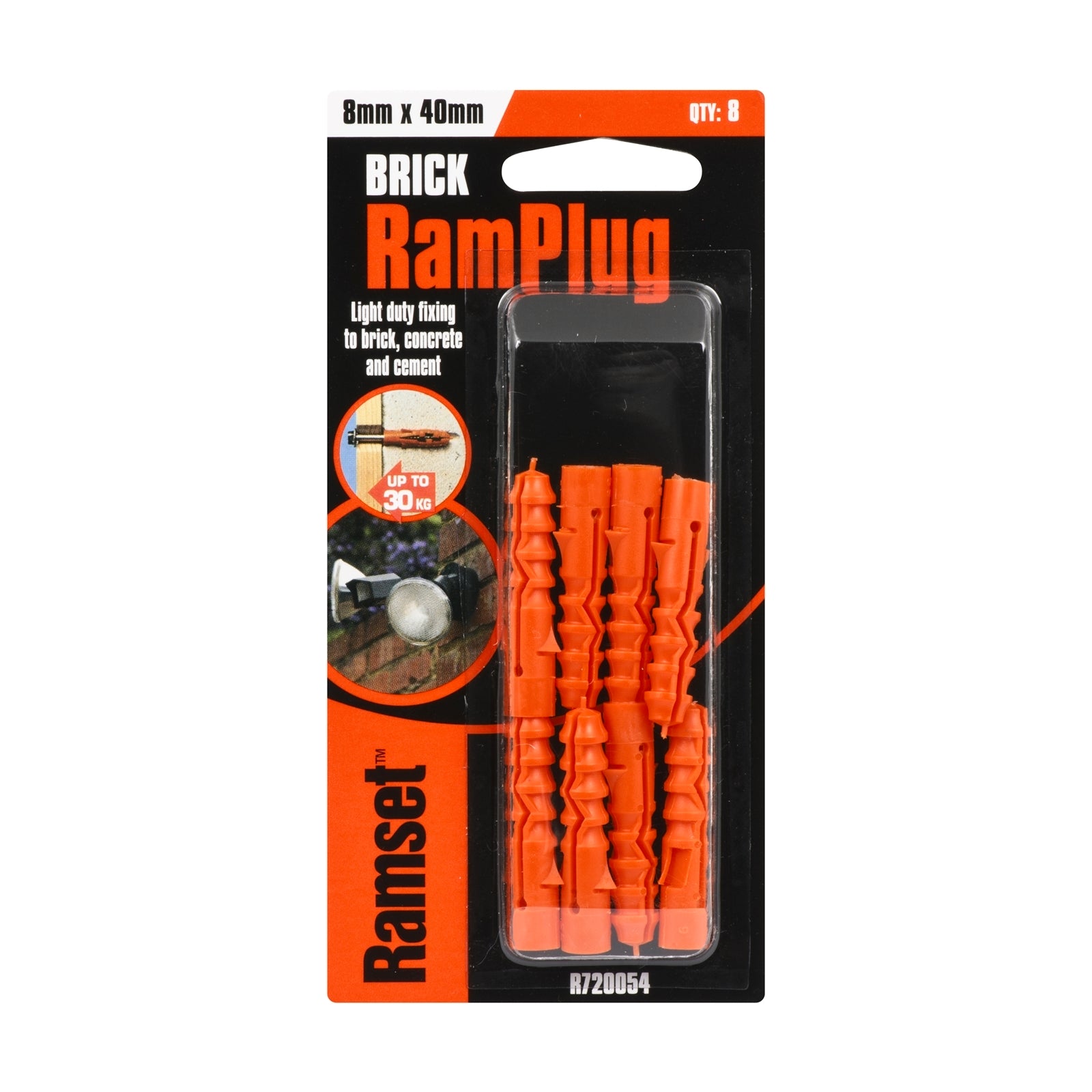 Ramset 8 x 40mm Nylon RamPlug Anchor - 8 Pack