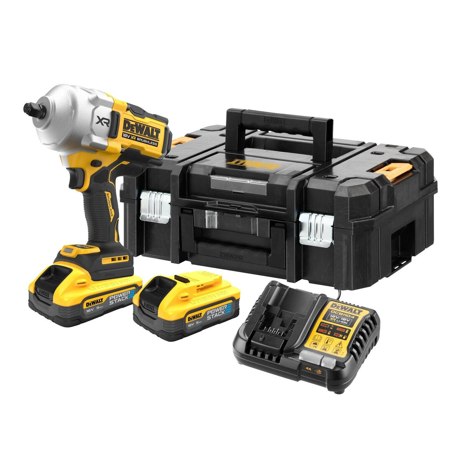 DeWALT 18V Brushless Cordless Torque Wrench Kit DCF961H2T-XE with 2 x 5.0Ah Batteries, Charger & Case