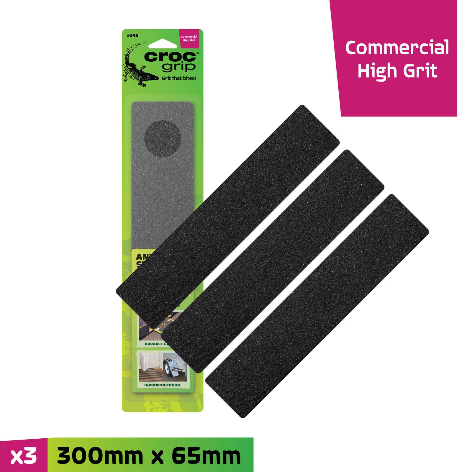 Croc Grip Black Anti-Slip Steps - 3 Pack