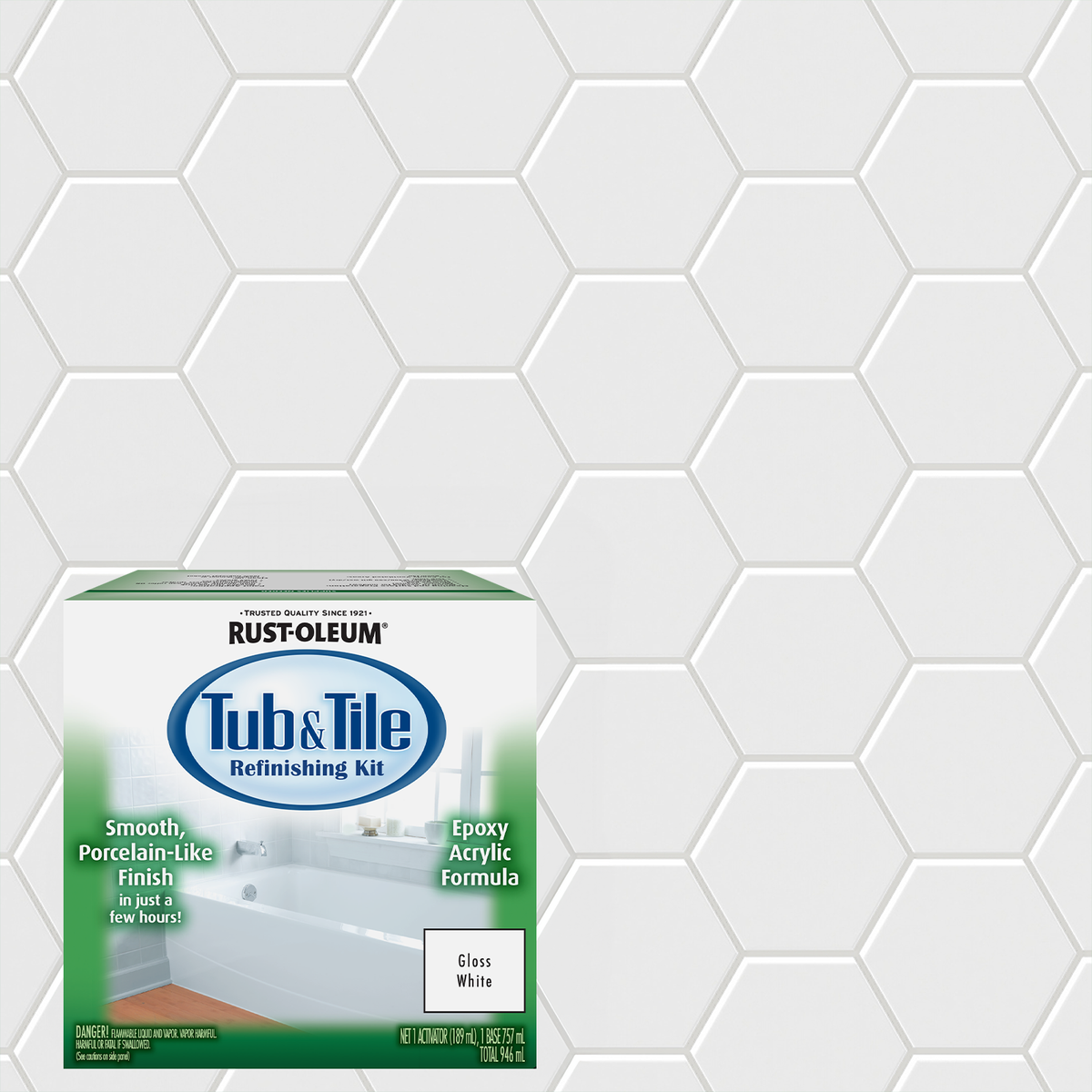 Rust Oleum 946ml Tub and Tile Refinishing Kit - White Gloss - Durable Finish - SuperSaverAU - view 2