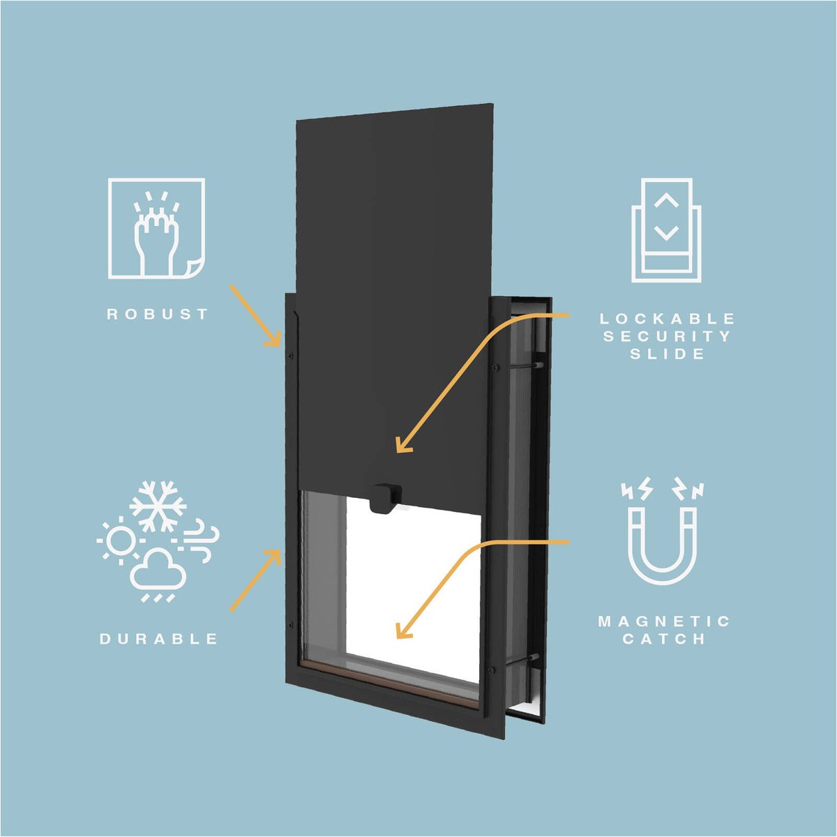 Hakuna Pets Large Black Deluxe Aluminium Pet Door