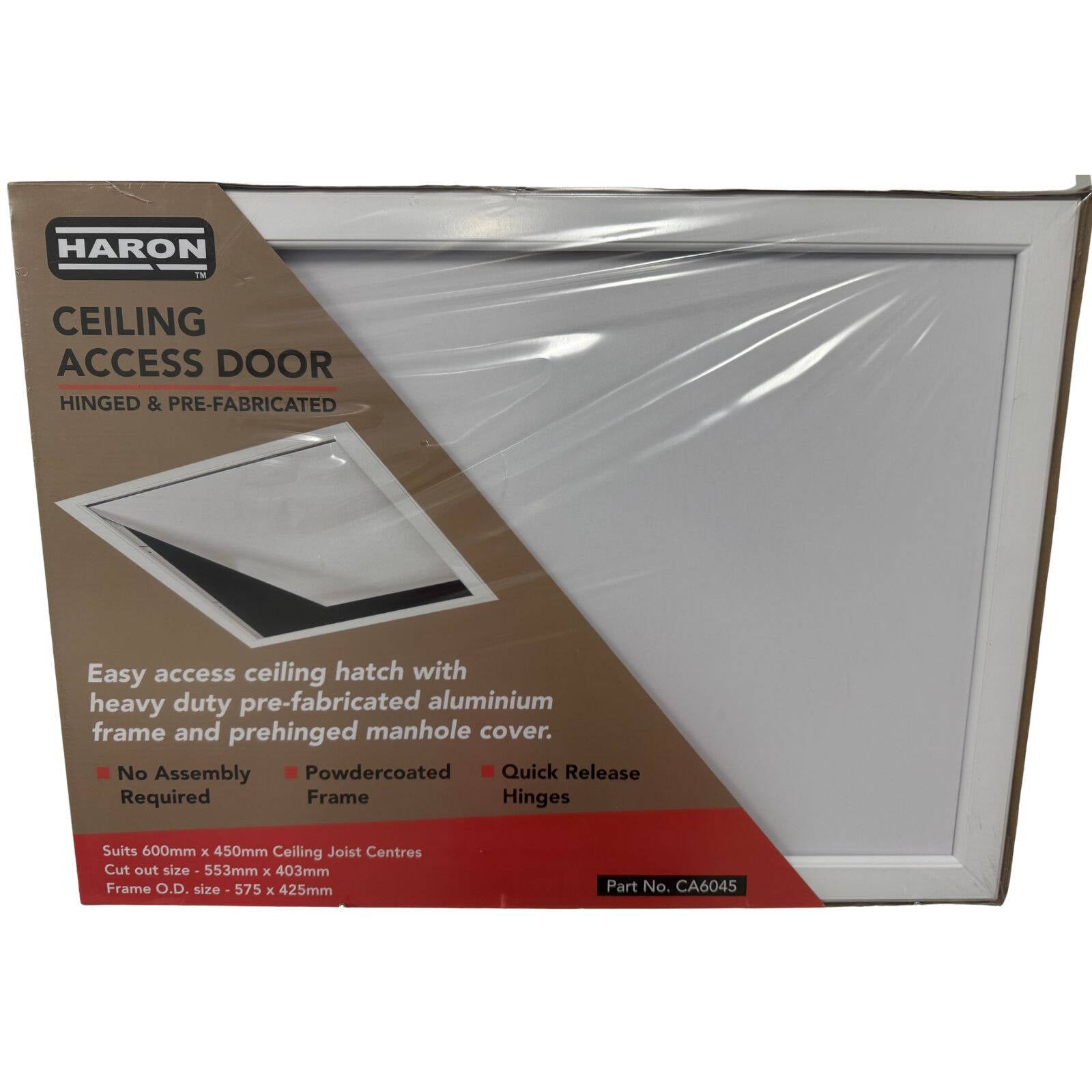 Haron International 600 x 600mm Powder Coated Manhole Cover, Aluminium Frame Hinged Lid