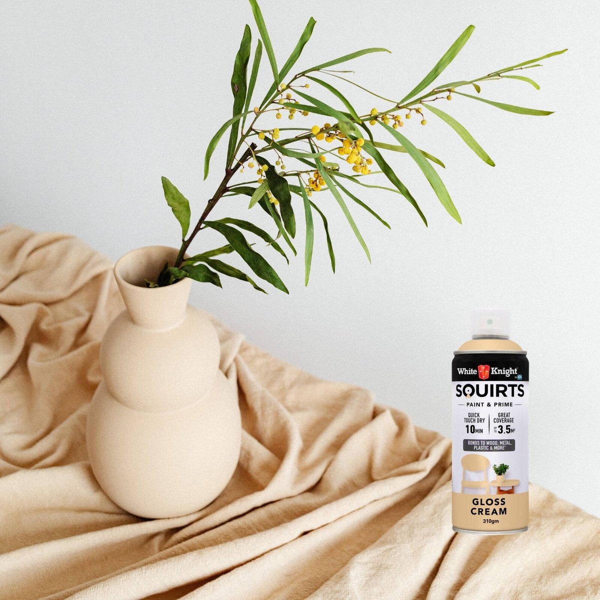 White Knight Squirts Cream Gloss Spray Paint 310g Quick-Dry Durable - SuperSaverAU - view 3