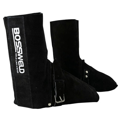 Bossweld Leather Welding Spats - 220mm - Heavy-Duty Leather - Adjustable - SuperSaverAU - view 1