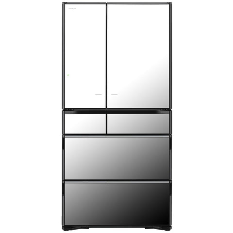 Hitachi 735L French Door Fridge - Crystal Mirror Glass, Vacuum Compartment, Made in Japan - RZX740RAX