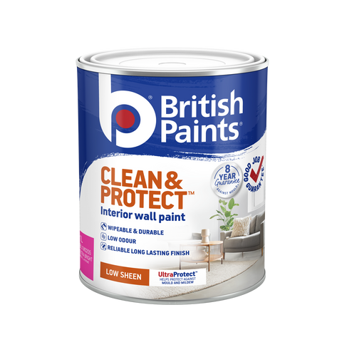 British Paints Clean and Protect Extra Bright Low Sheen Interior Paint 1L