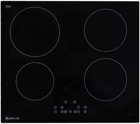 Artusi 60cm 4 Zone Induction Cooktop - Black Schott Ceramic Glass, Boost, Touch Controls, Timer - CAID646B