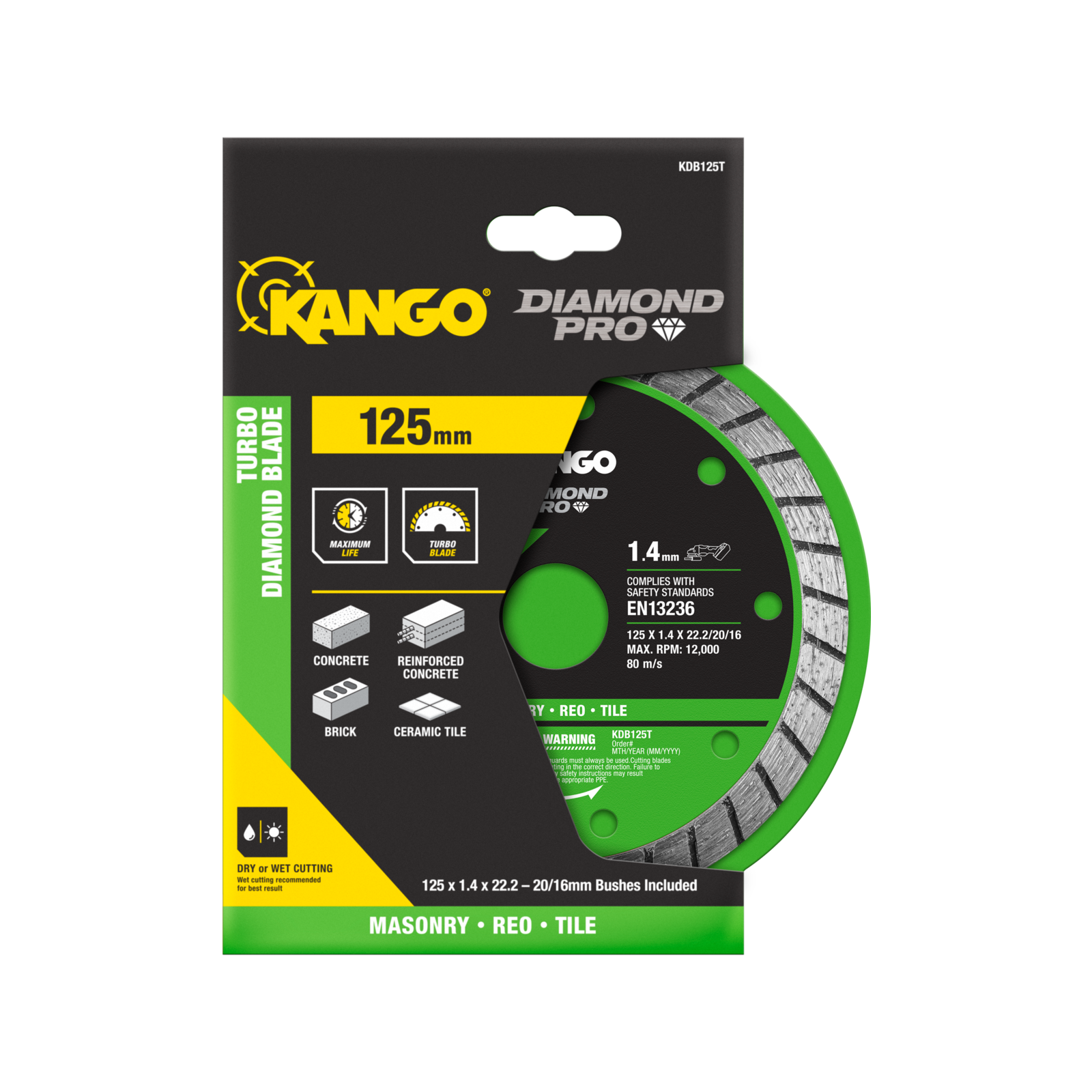 Kango 125mm Turbo Diamond Saw Blade Green KDB125T