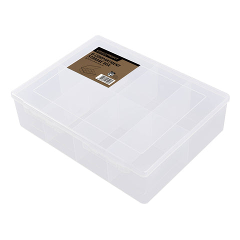 Craftright 8 Compartment Storage Organiser Box Clear Polypropylene