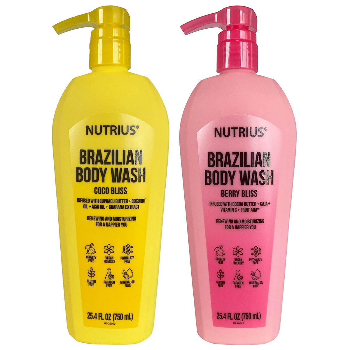 Nutrius Brazilian Body Wash Coco And Berry Bliss 2x750ml - SuperSaverAU - view 2