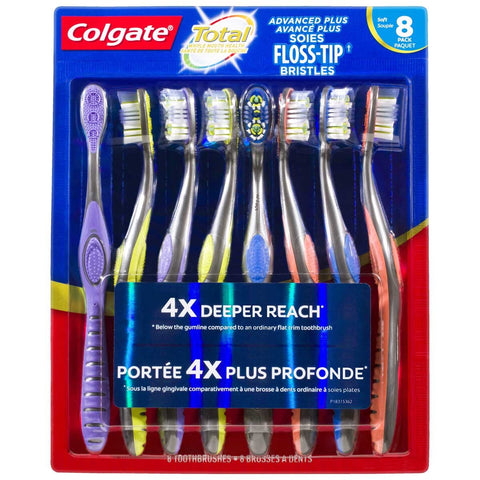 Colgate 360° Floss Tip Manual Toothbrush 8 Pack Soft - SuperSaverAU - view 1