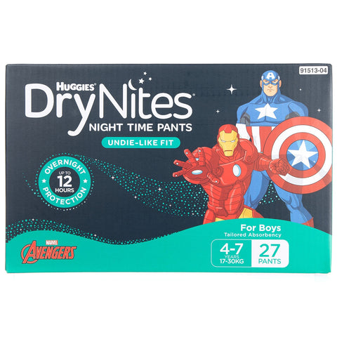 Huggies DryNites Night Time Pants 4-7 Years 2 x 27 Pants Boys - SuperSaverAU - view 1