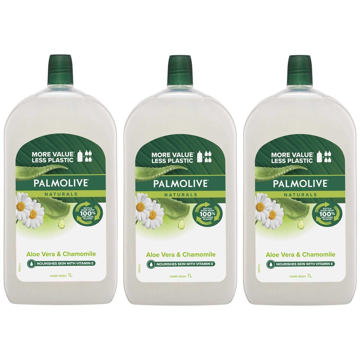 Palmolive Naturals Liquid Hand Wash Soap Aloe Vera And Chamomile 3 x 1L - 0% Parabens, Alcohol-Free - SuperSaverAU - view 1