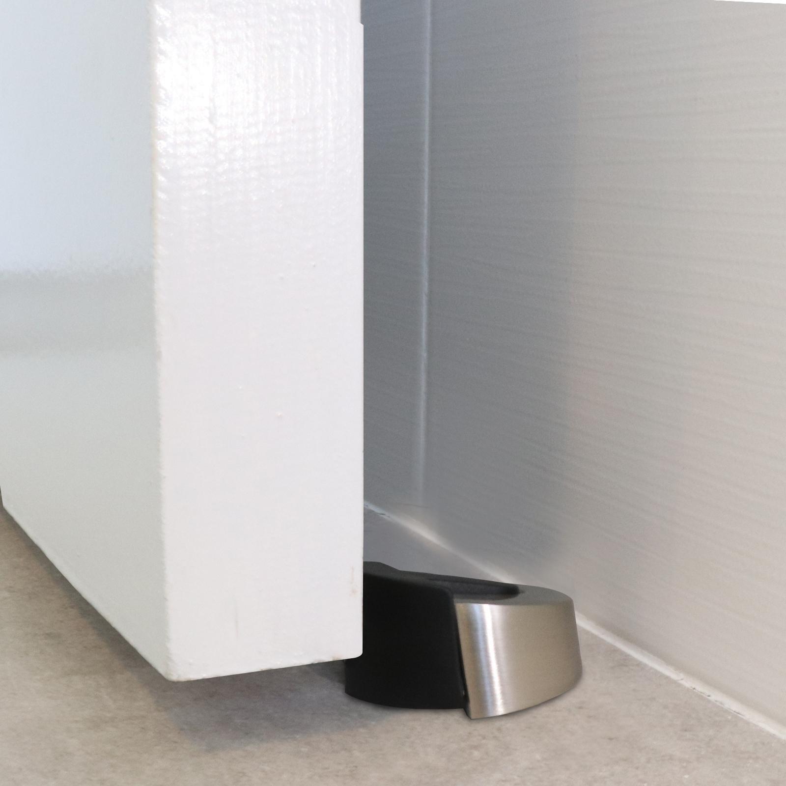 Adoored 45mm Satin Chrome Short Half Metal & Rubber Door Stop