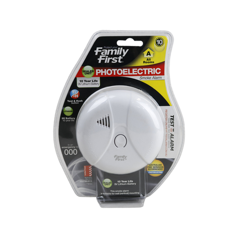 Family First 10-Year Lithium Photoelectric Smoke Alarm, 85dB White