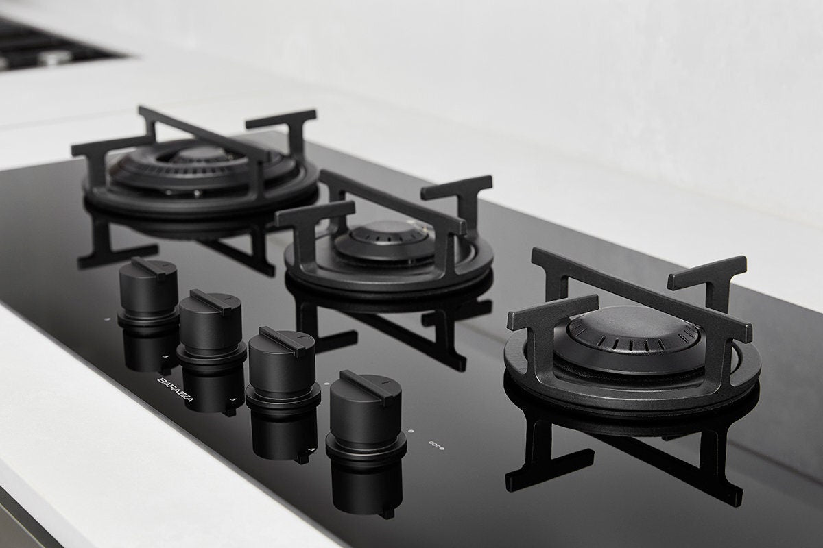 Barazza 110cm Mood gas cooktop - Black ceramic glass, 4 burners, Flat Eco design - 1PMD104B