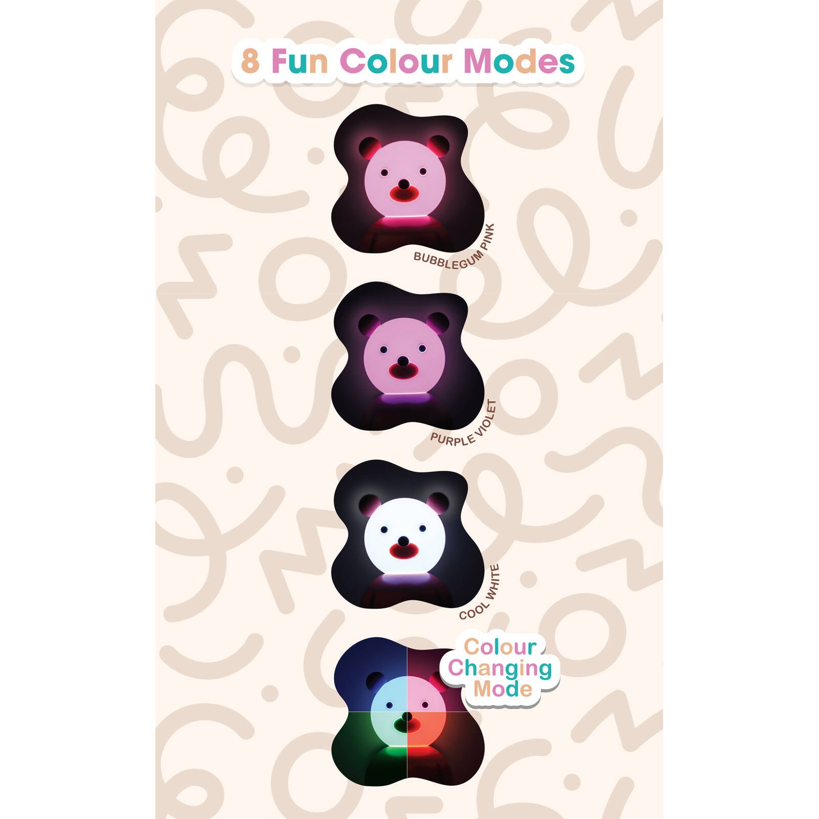 Mirabella Bear LED Colour Changing Night Light, Battery & USB Powered