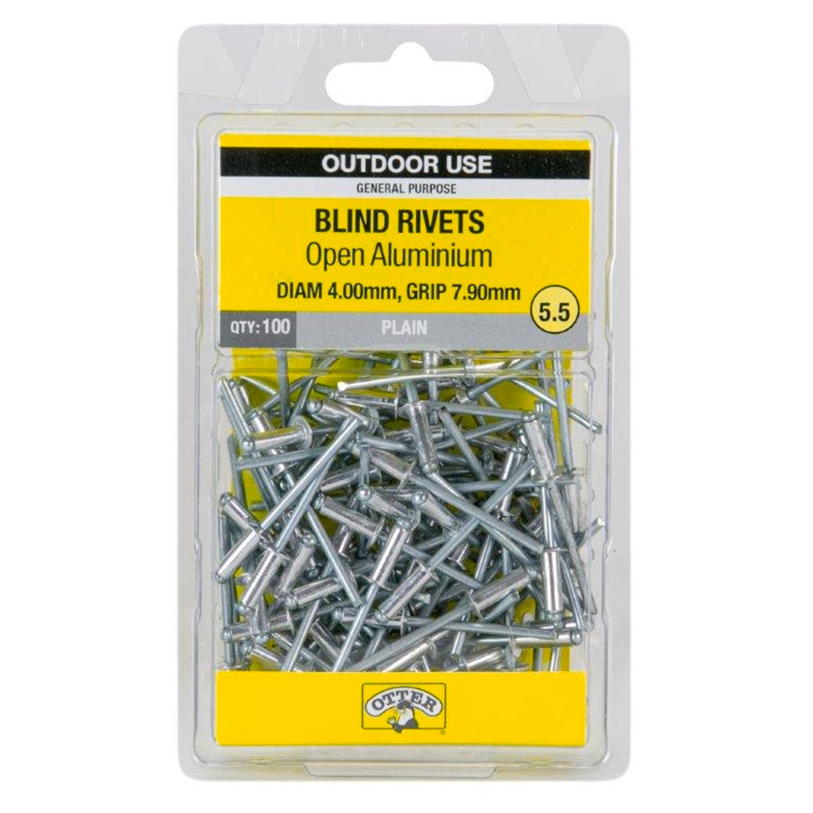 Otter 4.0 x 7.9mm Open Aluminium Blind Rivets 100 Pack