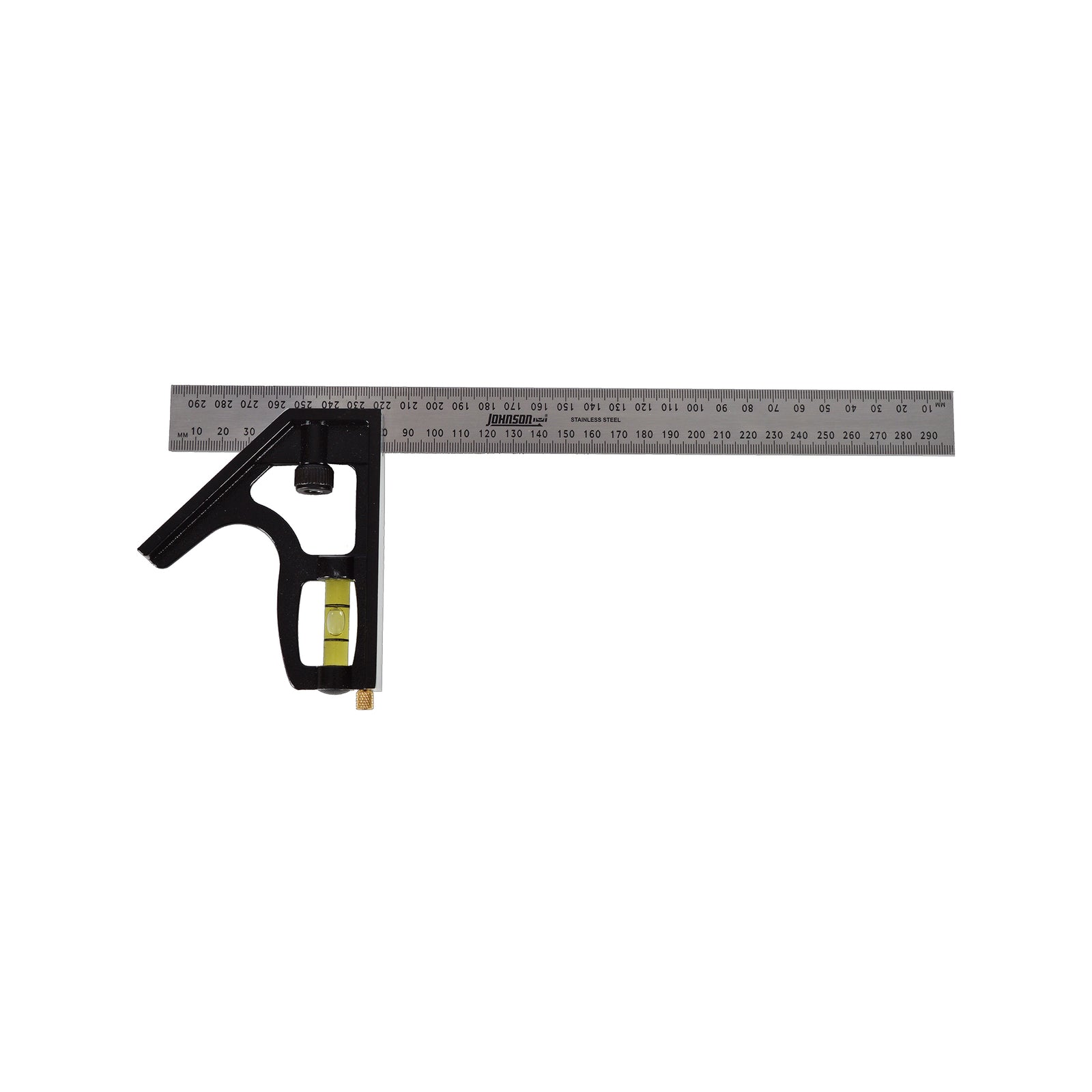 Johnson 300mm Heavy-Duty Stainless Steel Combination Square with Vial