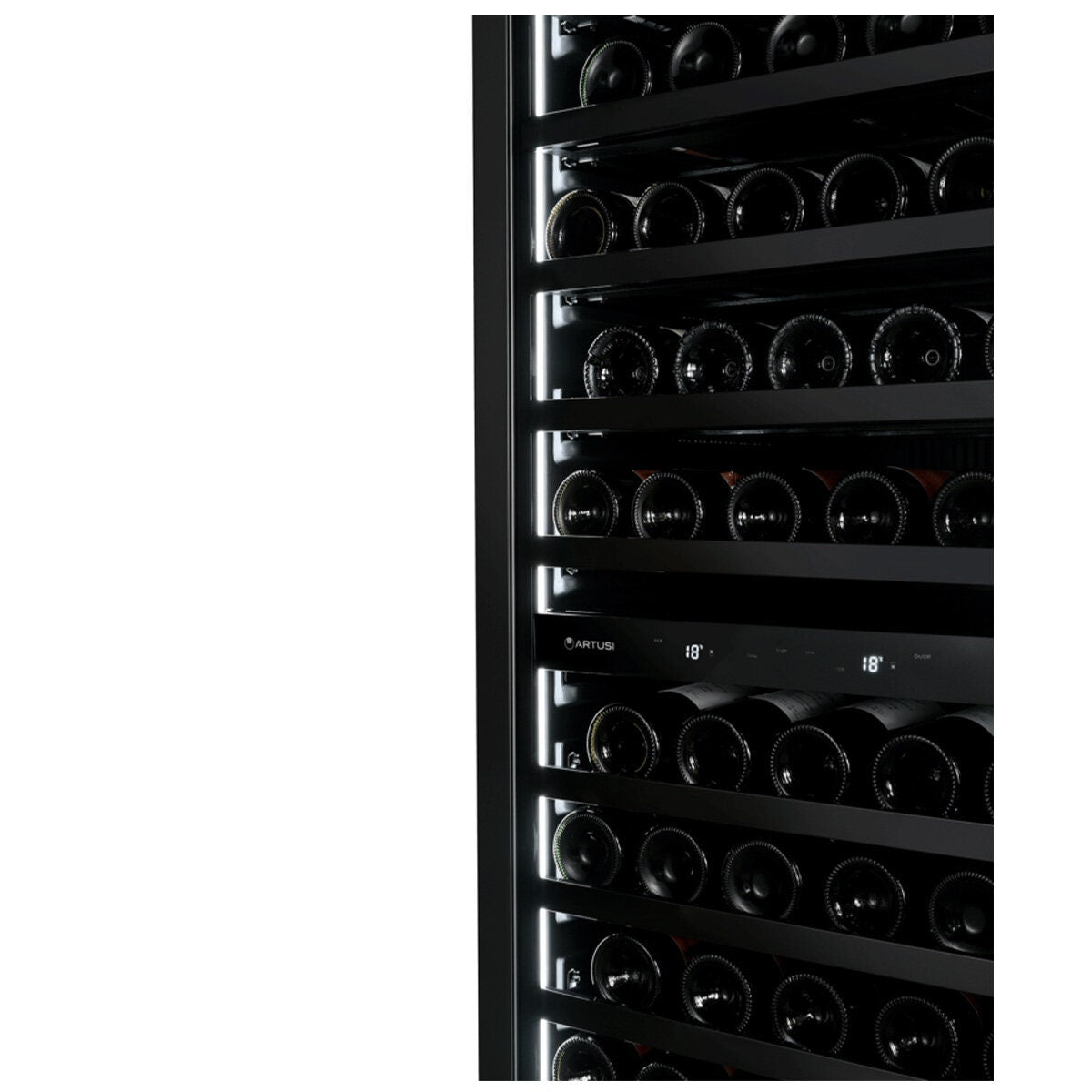 Artusi 125 bottle dual zone wine cellar - matte black, UV protected glass door, touch controls - AWC154BV