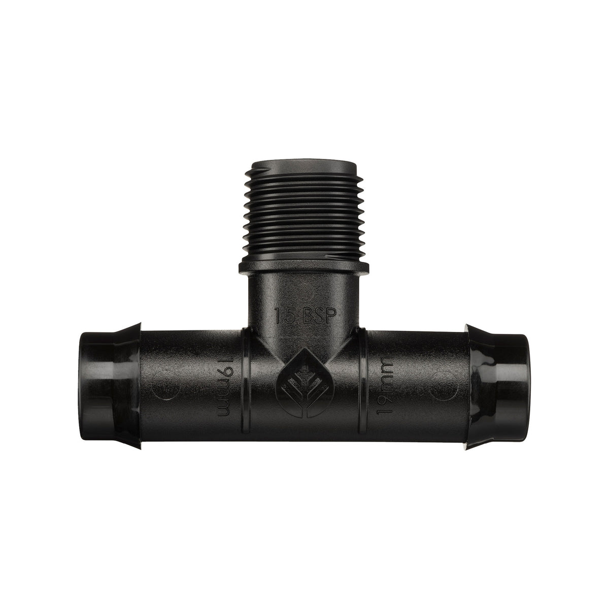 Pope 19mm Barbed x 15mm BSP Male Threaded Tee 5 Pack - Black Poly Irrigation Fitting