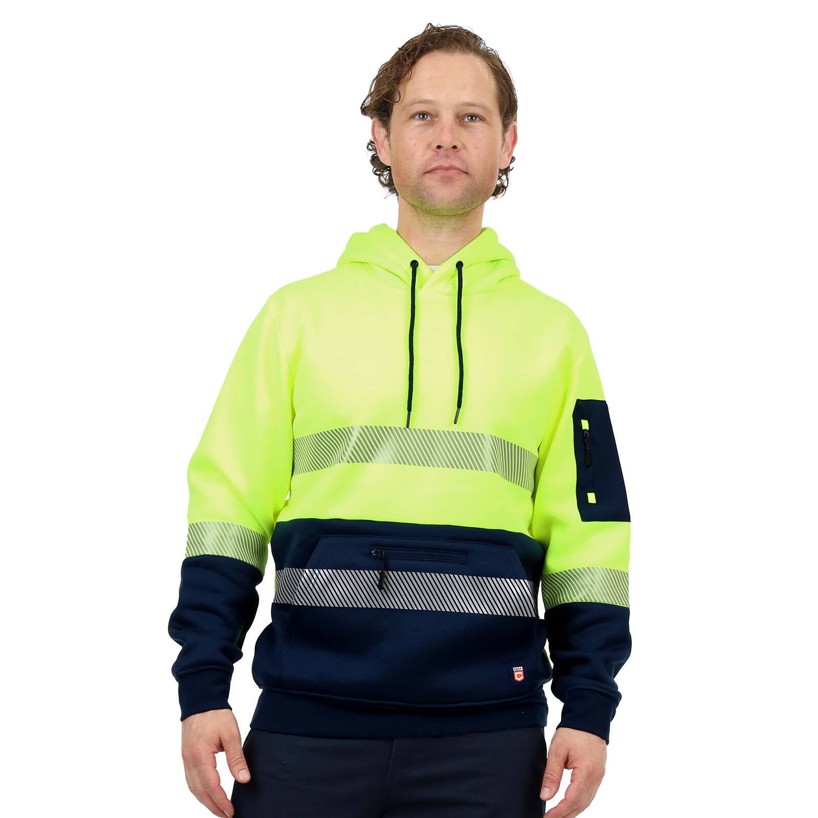 Citeco Yellow Hi Vis Taped Hoodie - Men's Reflective Polyester, Small