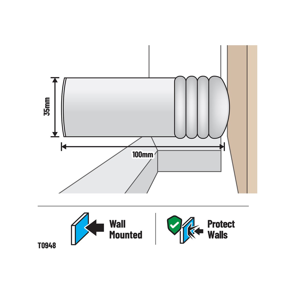 Adoored 100mm White Cushion Door Stop