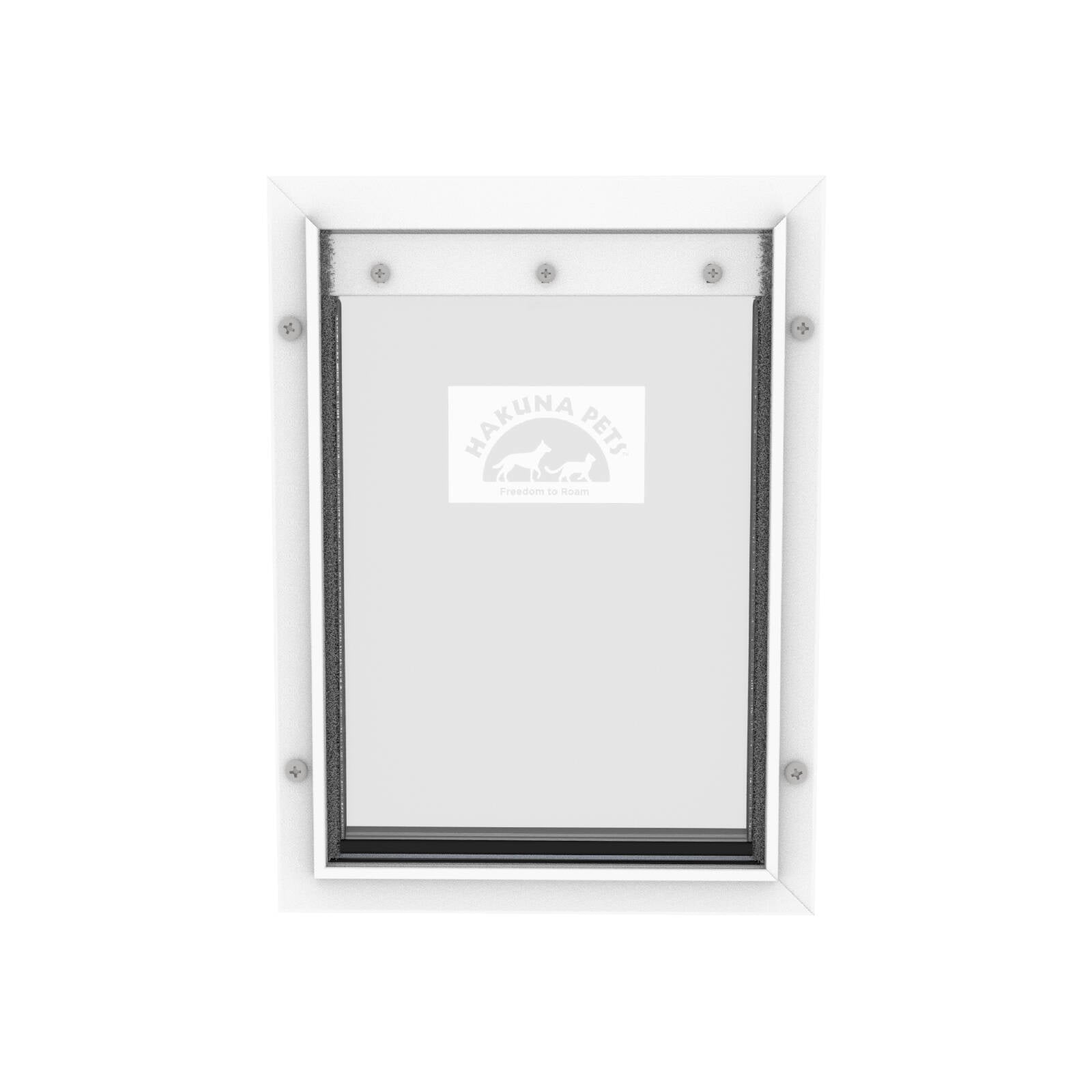 Hakuna Pets Medium Deluxe Aluminium Pet Door - White, Lockable, 4-Way Flap