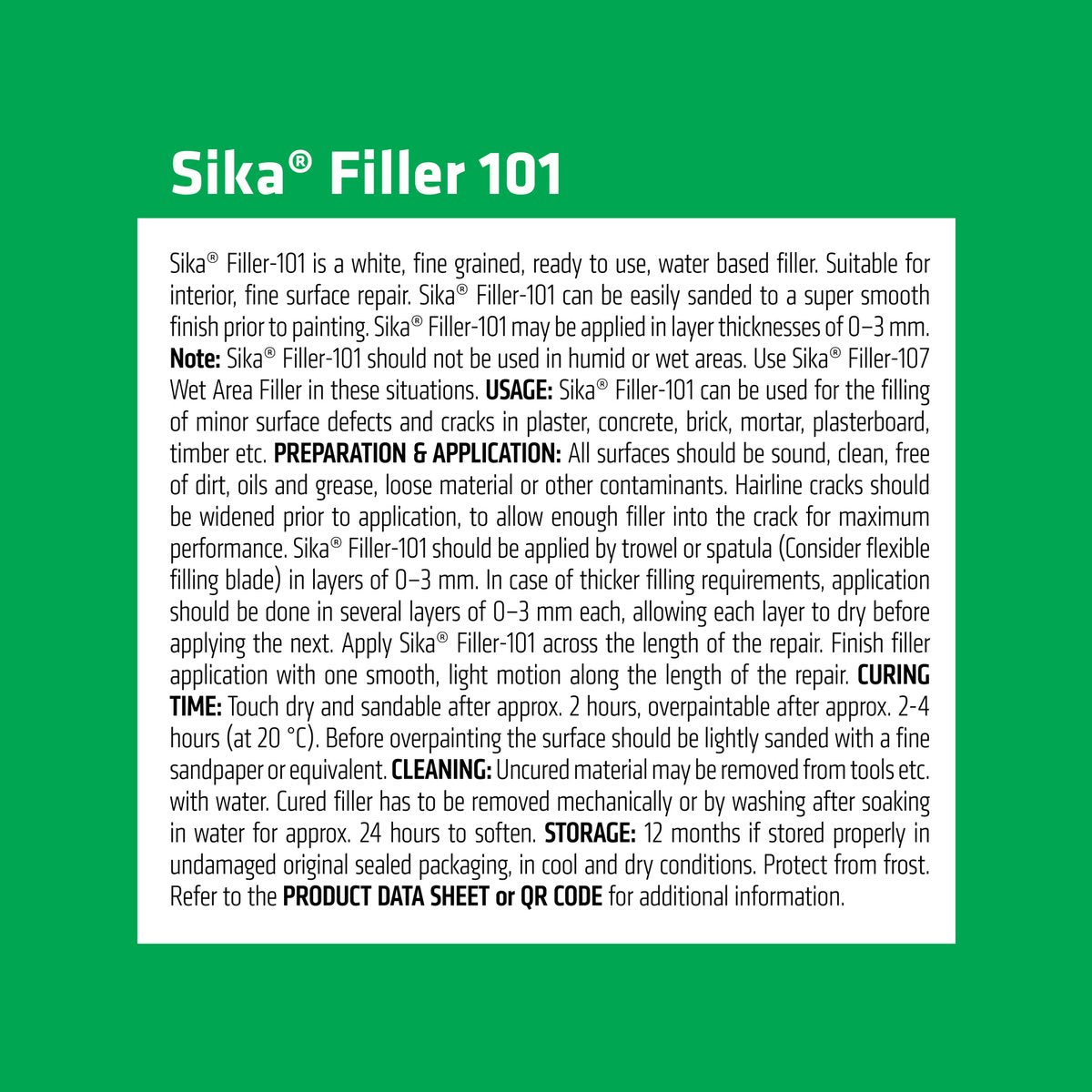 Sika 400ml White Filler-101 Fine Surface Filler
