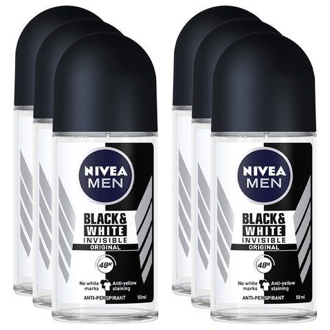 NIVEA Men Anti Perspirant Roll-On Deodorant 12 x 50 ml Black And White