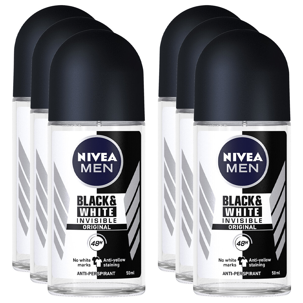 NIVEA Men Anti Perspirant Roll-On Deodorant 12 x 50 ml Black And White